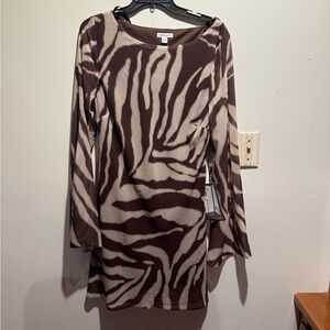 Brown and Cream Zebra Print Dress
